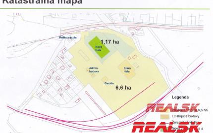 Hala 1700m2 na veľkom pozemku 7775m2 na prenájom