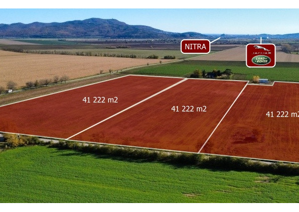Na predaj pozemok v Priemyselnom parku Čab (okr. Nitra). Možnosť prispôsobiť plochu.